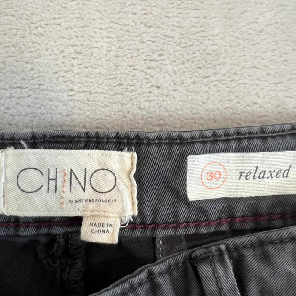 Anthropologie Pants Womens 30 Grey Relaxed‎ Chino Striped Side Preppy Casual - Picture 9 of 15